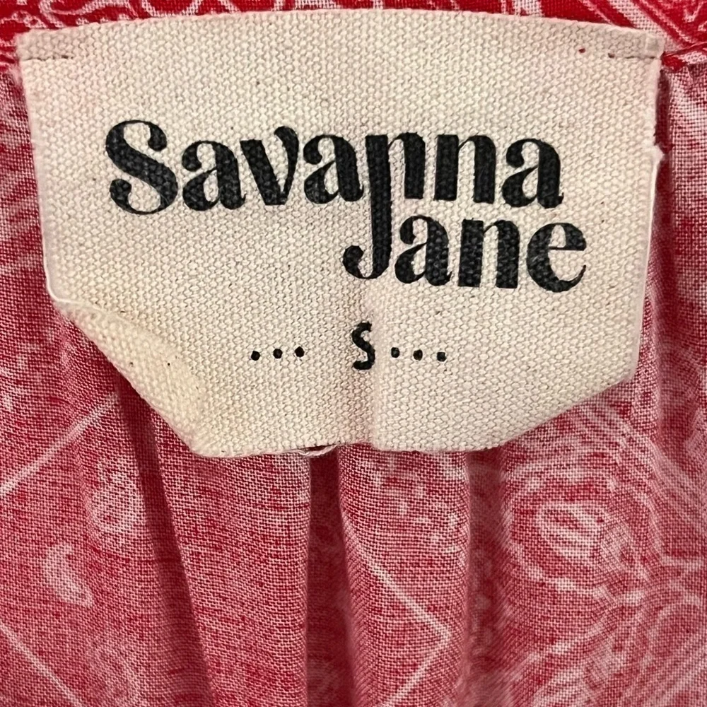 Savanna Jane BANDANA Red bohemian EMBROIDERED floral Sleeveless TANK TOP